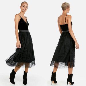 NWT Express Velvet Bodice Tulle Midi Dress (XS)